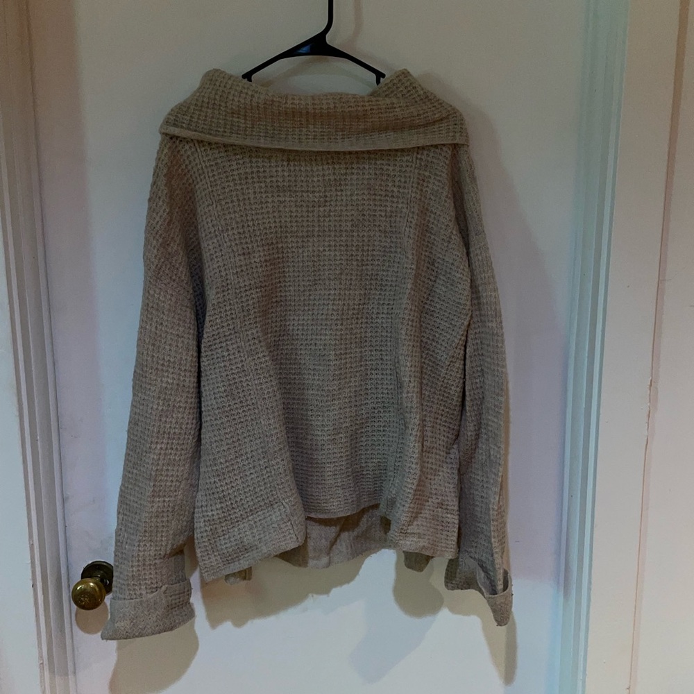Free People Cream Cowl Neck Sweater